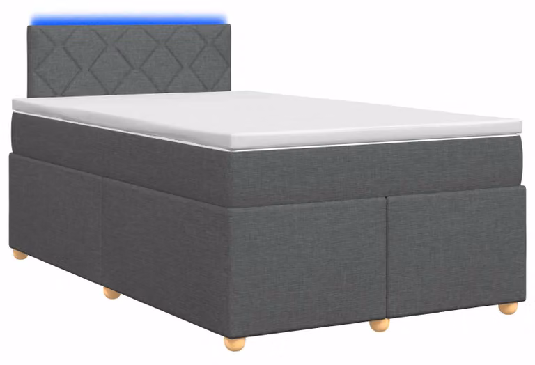 Letto a molle con materasso grigio scuro 120 x 190 cm in tessuto