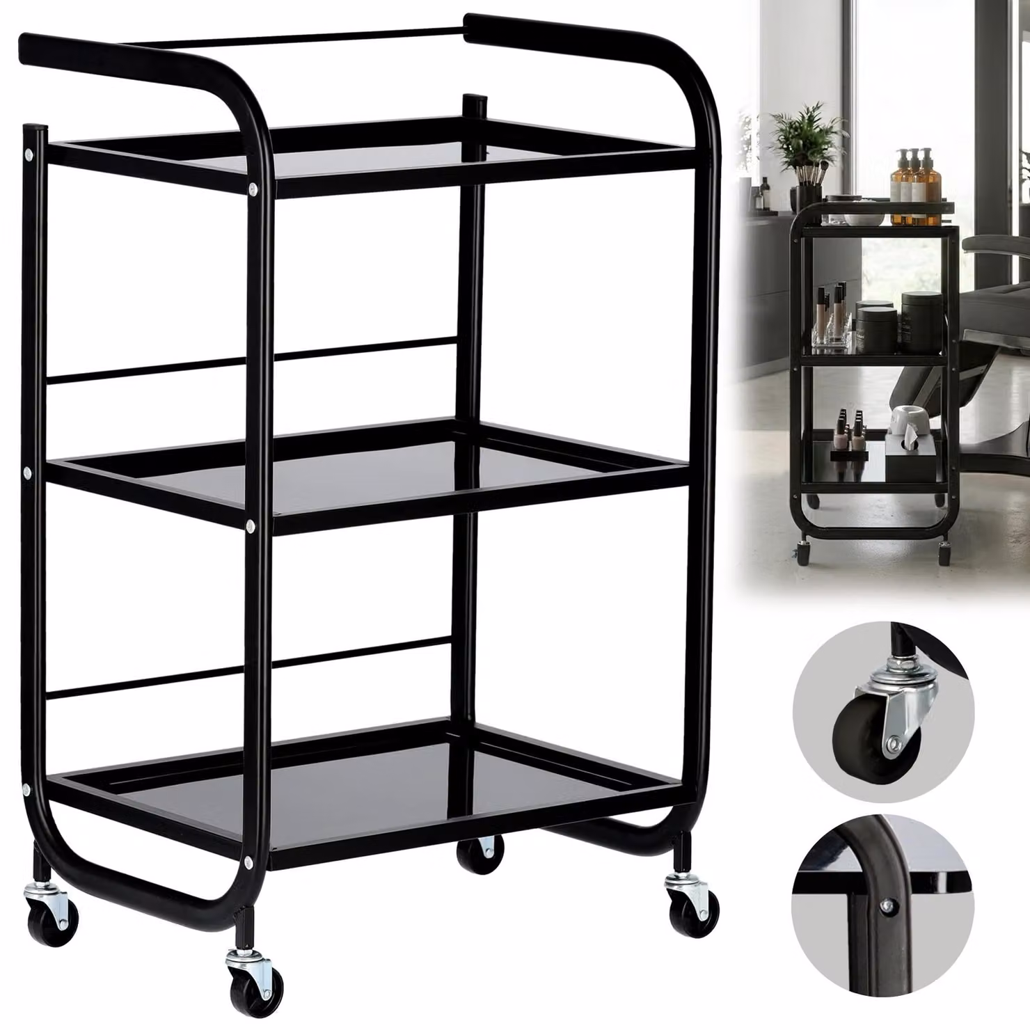 Carrello per parrucchieri cosmetico tavolino su ruote per la tintura ST027A-W