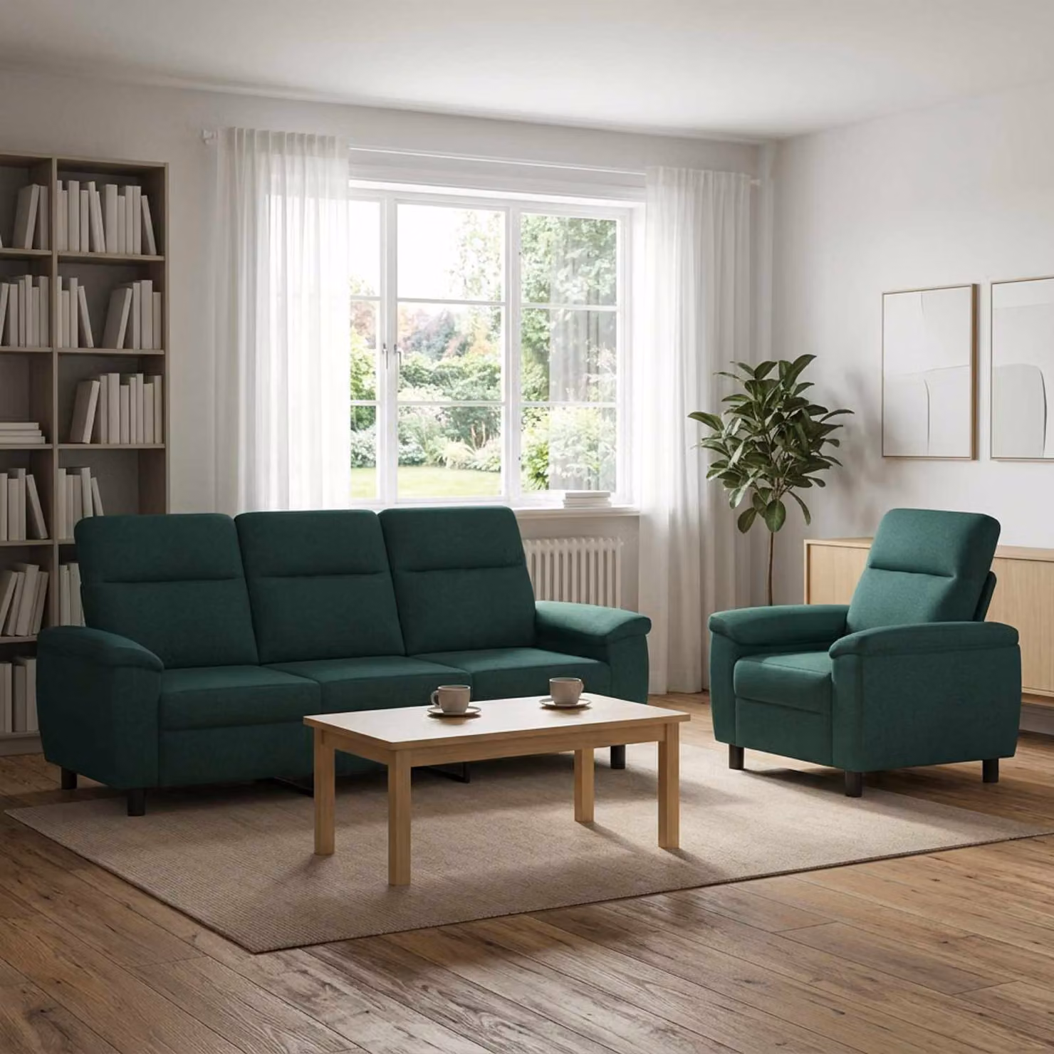 Set di 2 divani moderni vidaXL in tessuto verde scuro con struttura in metallo per il tuo soggiorno