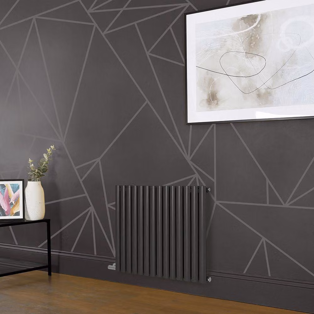 Radiatore Elettrico di Design Orizzontale Grigio (Carbon Grey) - Pannello Singolo - 635mm x 413mm - Senza Termostato - Revive