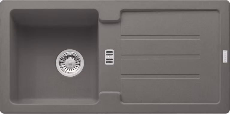 Lavello Franke STRATA STG 614 Grigio pietra con valvola eccentrica / Dimensioni di incasso: 840 x 415 cm / Lavello da appoggio