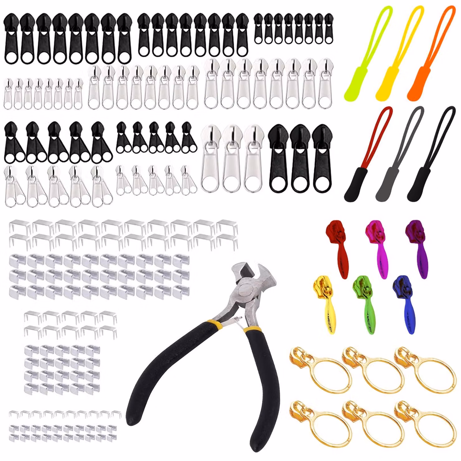 Kit di riparazione Rits, composto da 201 pezzi, di diverse dimensioni, con pinza inclusa