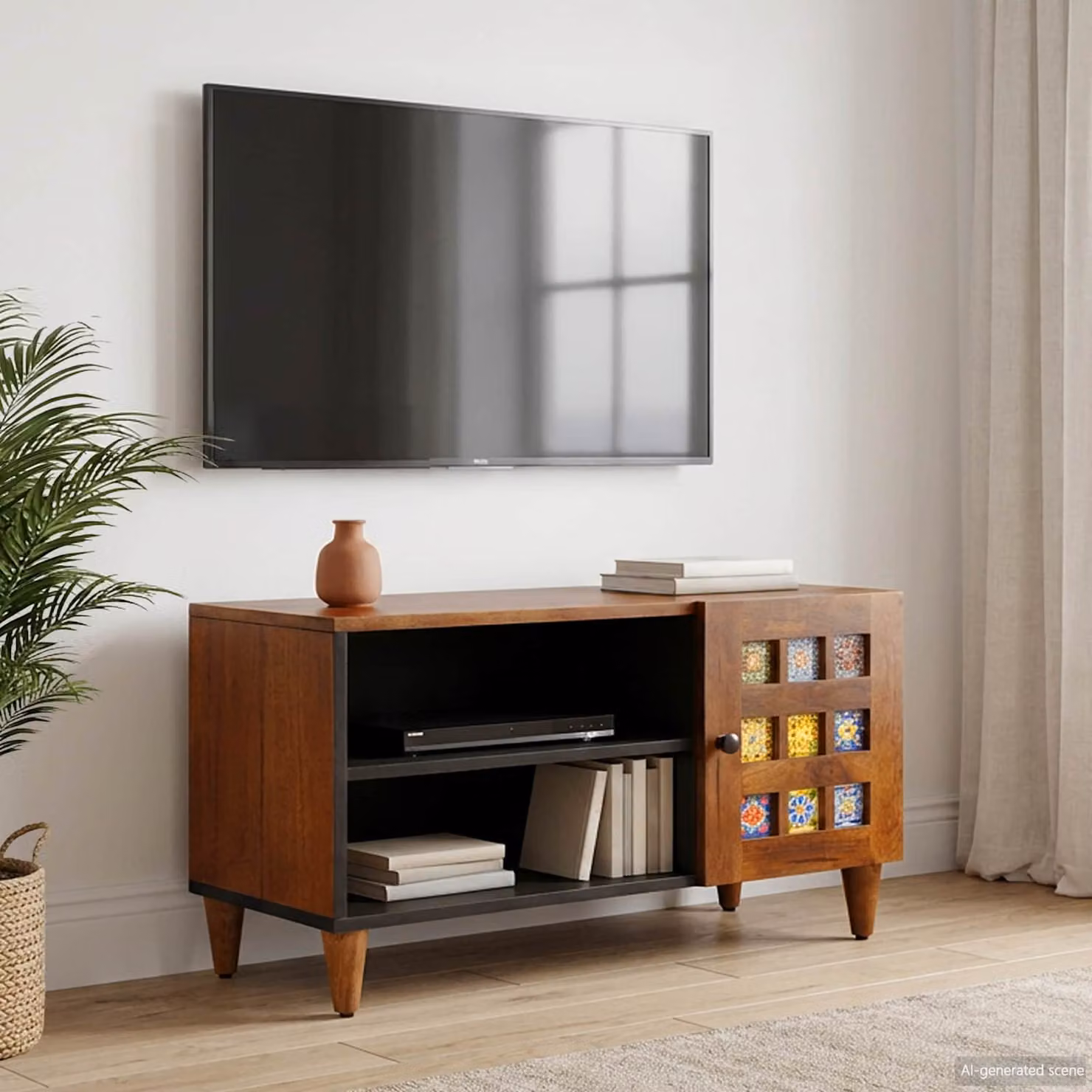 Mobile TV vidaXL in legno di mango massello marrone L: 80 cm, P: 33 cm, H: 46 cm
