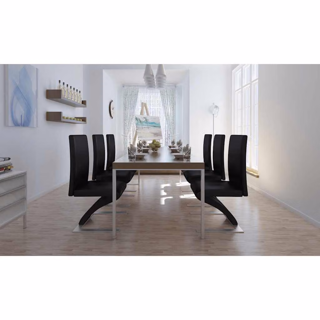 vidaXL Sedie da Pranzo 6 pz Nere in Similpelle