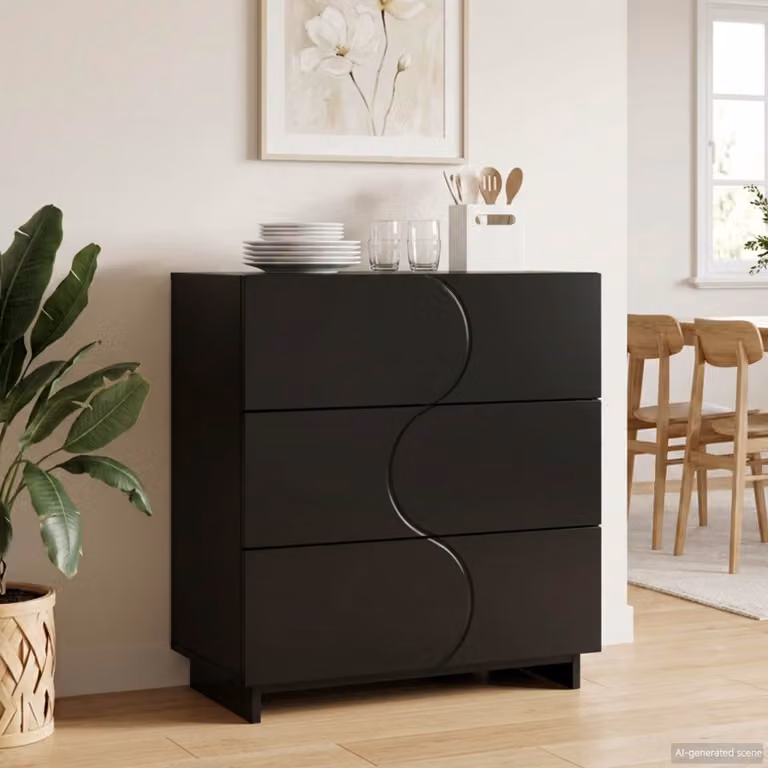 Credenza moderna vidaXL in legno MDF nero L: 70 cm, P: 38 cm, H: 75 cm
