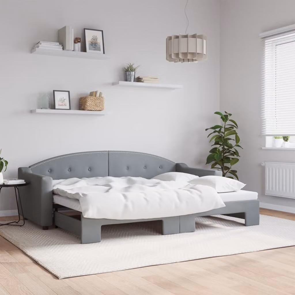 vidaXL Divano Letto con Letto Estraibile Grigio Chiaro in Tessuto