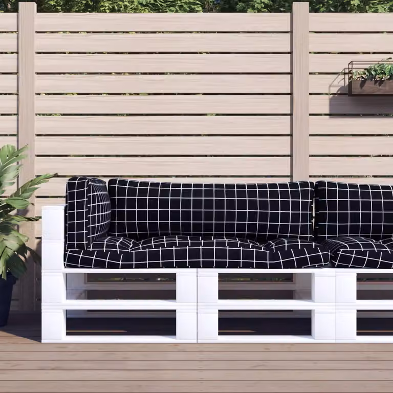 Set di 3 cuscini per pallet vidaXL in poliestere nero, impermeabili e traspiranti