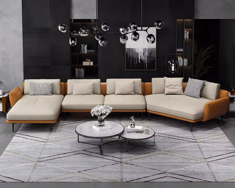 Ecksofa U-Form Wohnlandschaft Sofa Couch Polster Ecke Garnitur Sofas Leder