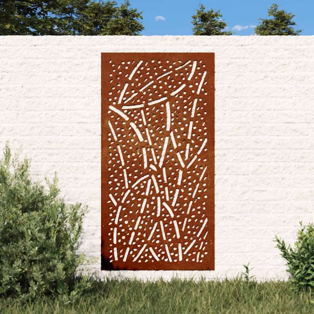 Decorazione Muro da Giardino vidaXL in Acciaio Corten Marrone con Design a Foglia, L 105 cm x H 55 cm