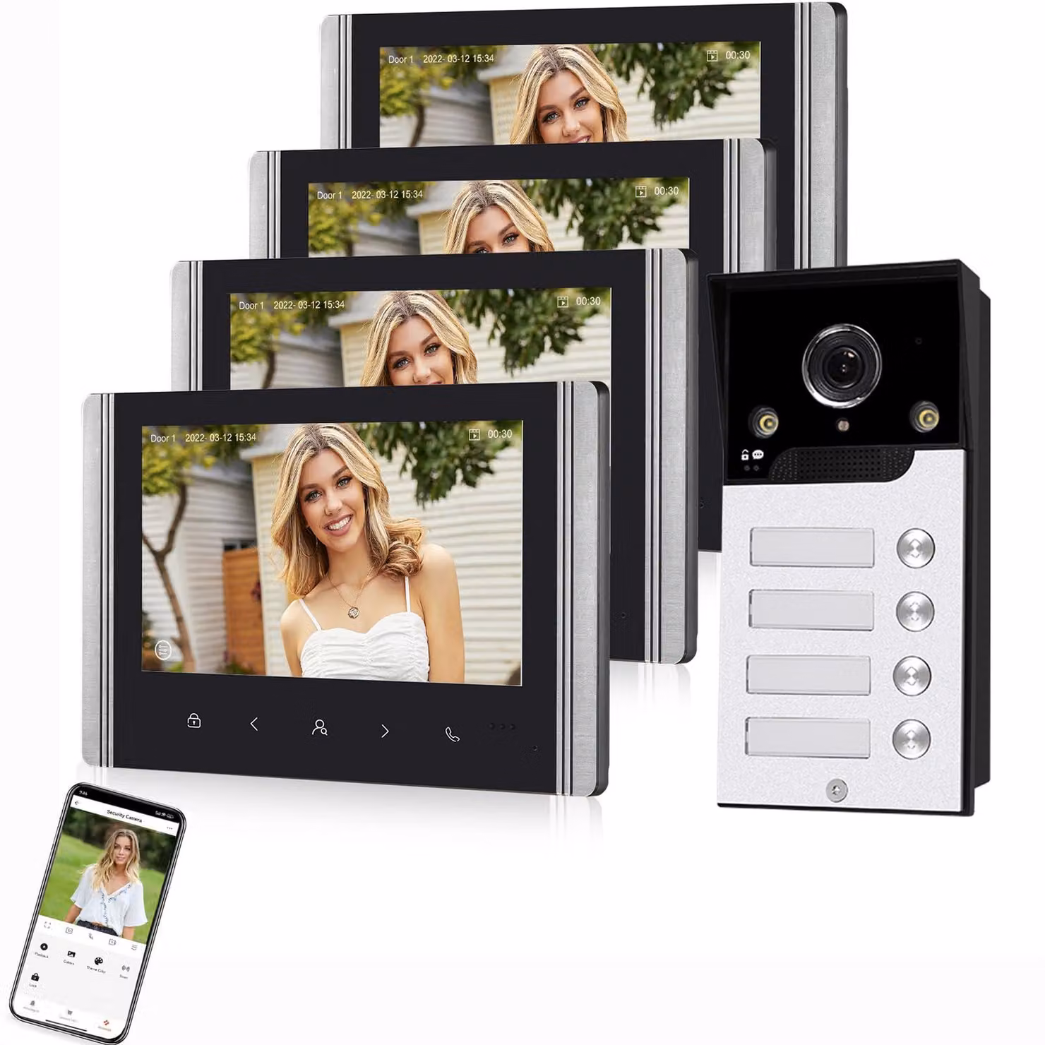 Citofono video wireless con schermo touchscreen da 7 pollici, telecamera 1080P e resistente all'acqua