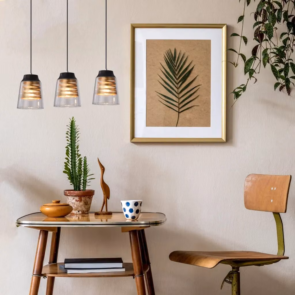 Lampadario a sospensione Candellux Fresno in vetro nero e trasparente con 3 lampadine E27, regolabile in altezza e dimmerabile – 2