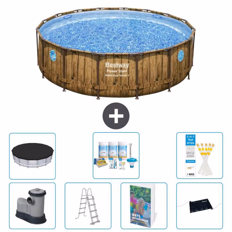 Bestway Power Steel, piscina rotonda - 488x122 cm - composta da 6 parti, modello S632