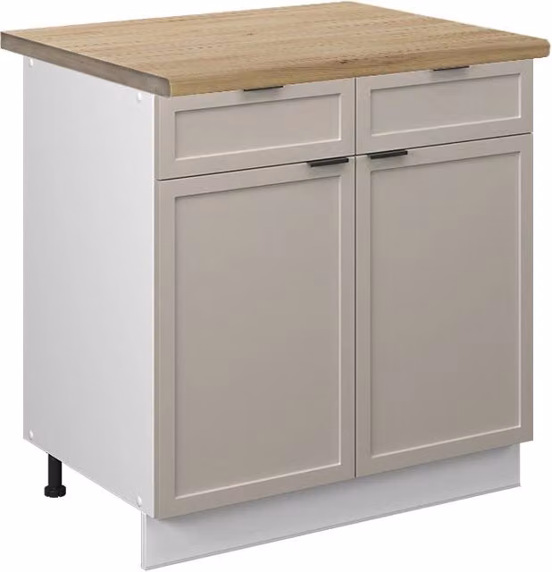 Mobiletto base per cucina Fame-Line GrigioBeige/Bianco 80 cm, PL Rovere Vicco