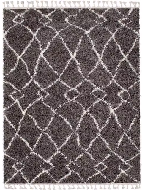 Tappeto a pelo alto Oregon grigio con frange L: 140 cm, P: 200 cm