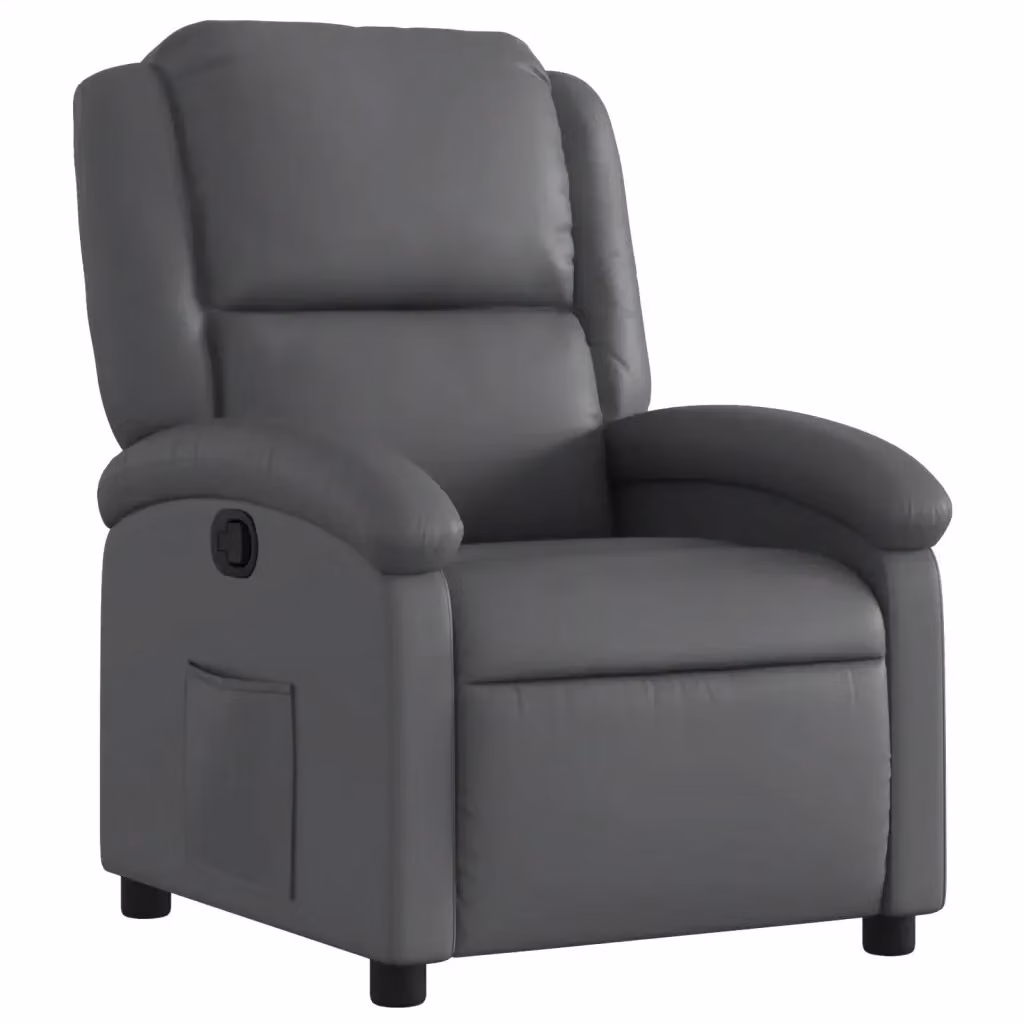 Poltrona reclinabile relax vidaXL in similpelle grigia con braccioli e leva manuale – 2