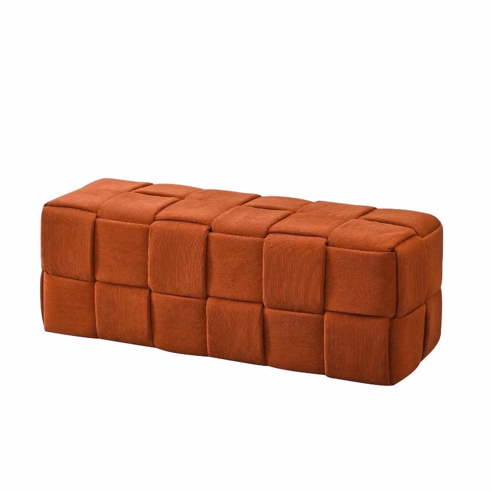 Pouf rettangolare con effetto intrecciato colore ruggine L: 104 cm, P: 39 cm, H: 39 cm – 2