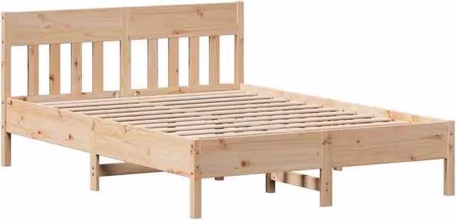 Letto matrimoniale in legno massello di pino naturale stile rustico L/P: 140 x 200 cm