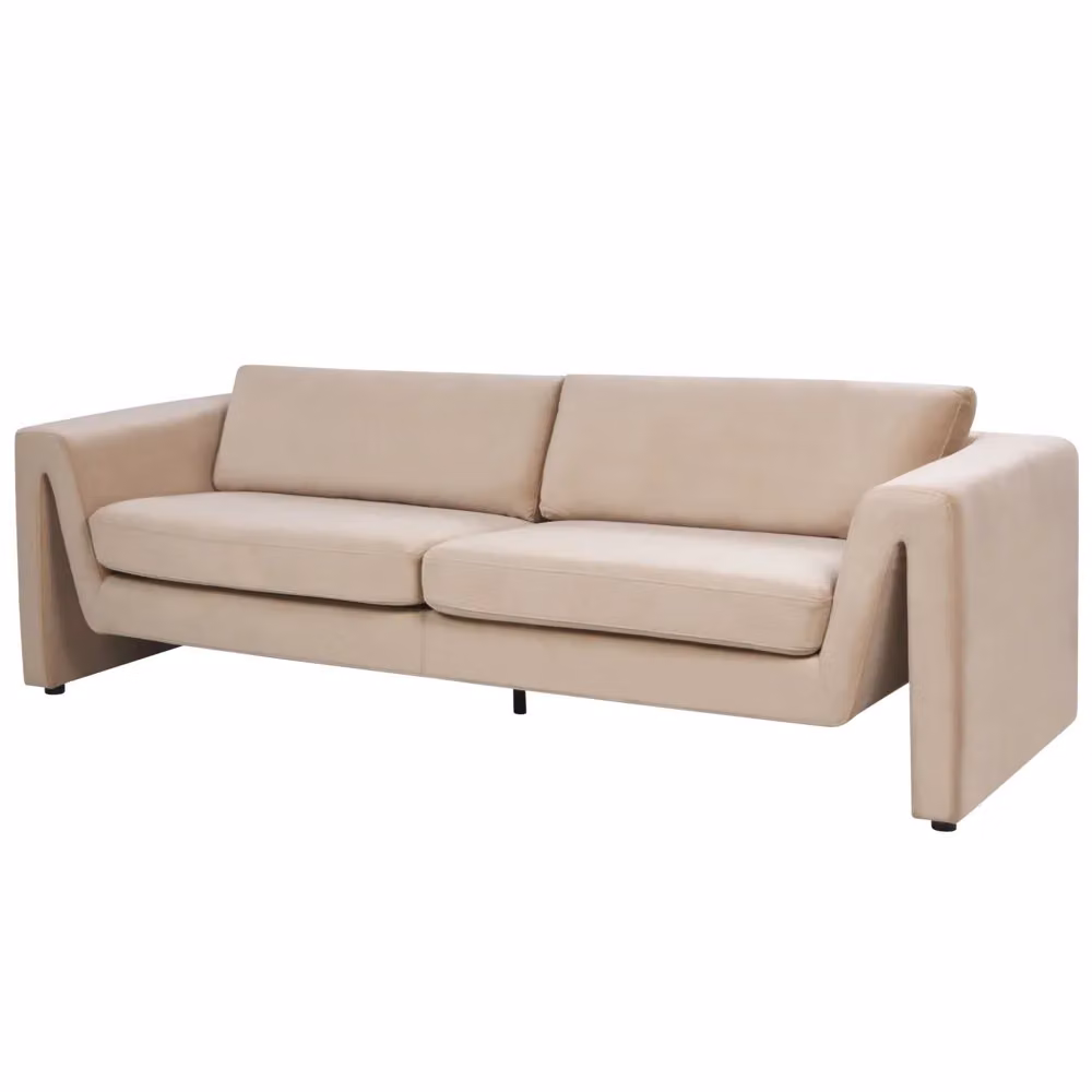 Divano a 3 posti BELIANI in velluto beige con stile moderno per il tuo soggiorno L: 237 cm, P: 83 cm, H: 76 cm – 2