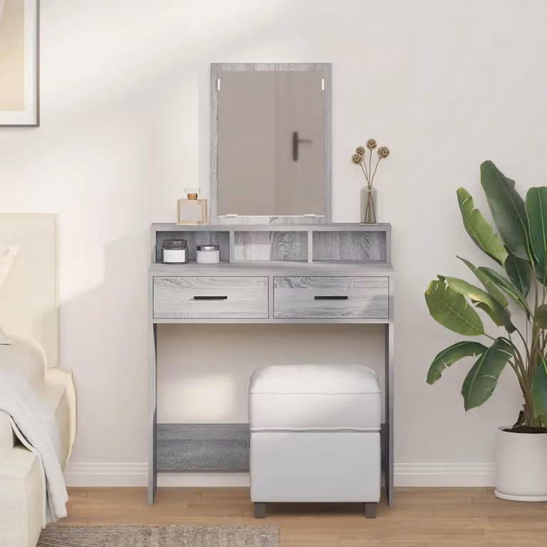 vidaXL Tavolo da Trucco Moderno Grigio L: 79 cm, P: 41 cm, H: 140 cm