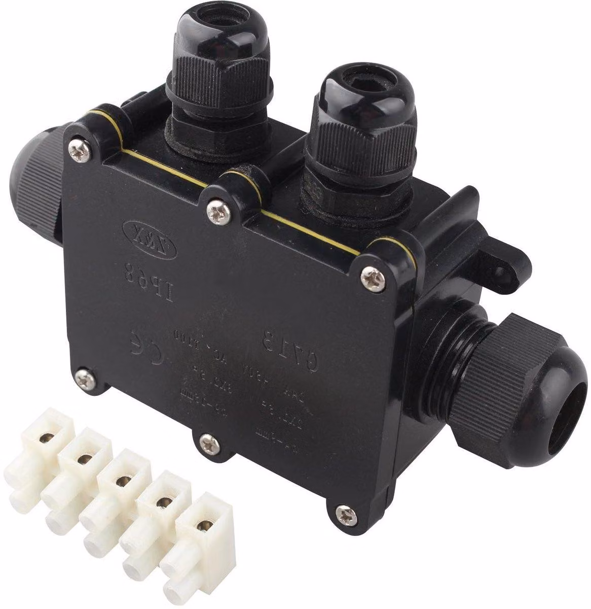 Scatola di derivazione impermeabile IP68 per illuminazione esterna - Connettore a 4 vie - Protezione per connettori - Per cavi da 5-10 mm