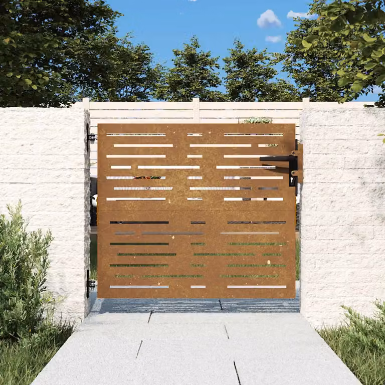 Cancello da giardino vidaXL in acciaio Corten marrone con design quadrato L: 85 cm, H: 100 cm