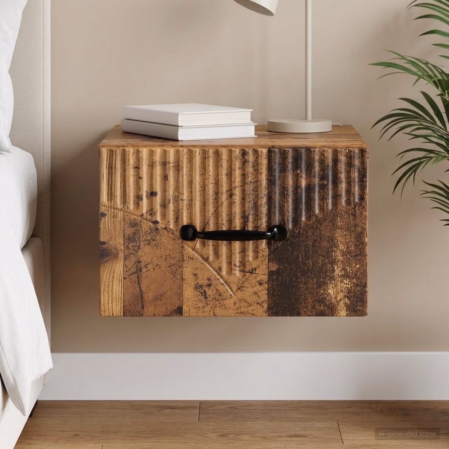 vidaXL Mobiletto da notte a muro in legno color marrone L: 34,5 cm, P: 33 cm, H: 20 cm
