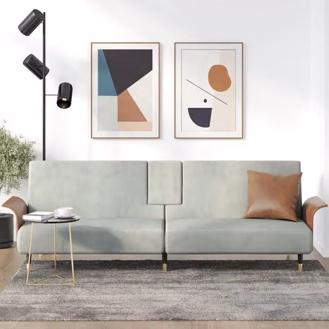 Divano Letto Moderno vidaXL Grigio con Struttura Imbottita e in Metallo