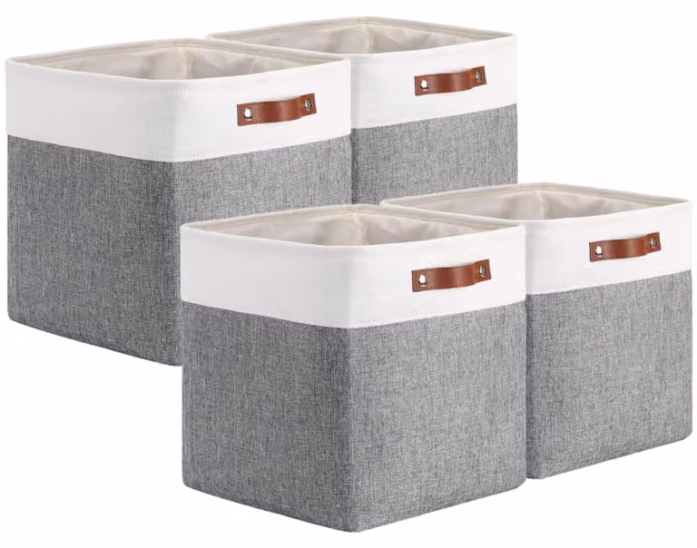 Set di 4 contenitori portaoggetti - Cubi portaoggetti in tessuto - 33 x 38 x 33 cm - Struttura robusta - Salvaspazio - Effetto decorativo - Cesti portaoggetti