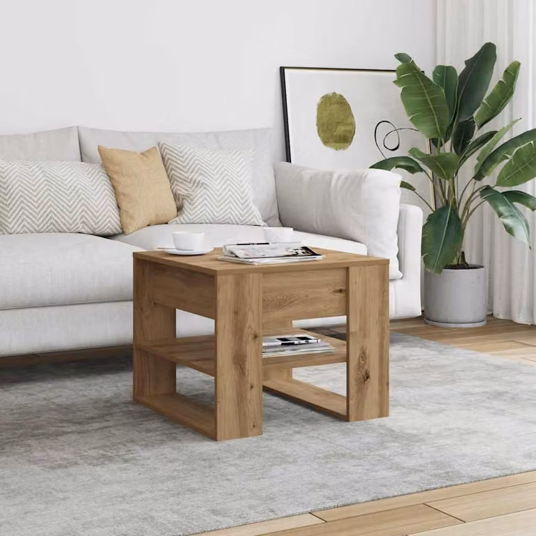 vidaXL Tavolino da salotto moderno in legno color marrone L/P/H: 55,5 x 55,5 x 45 cm