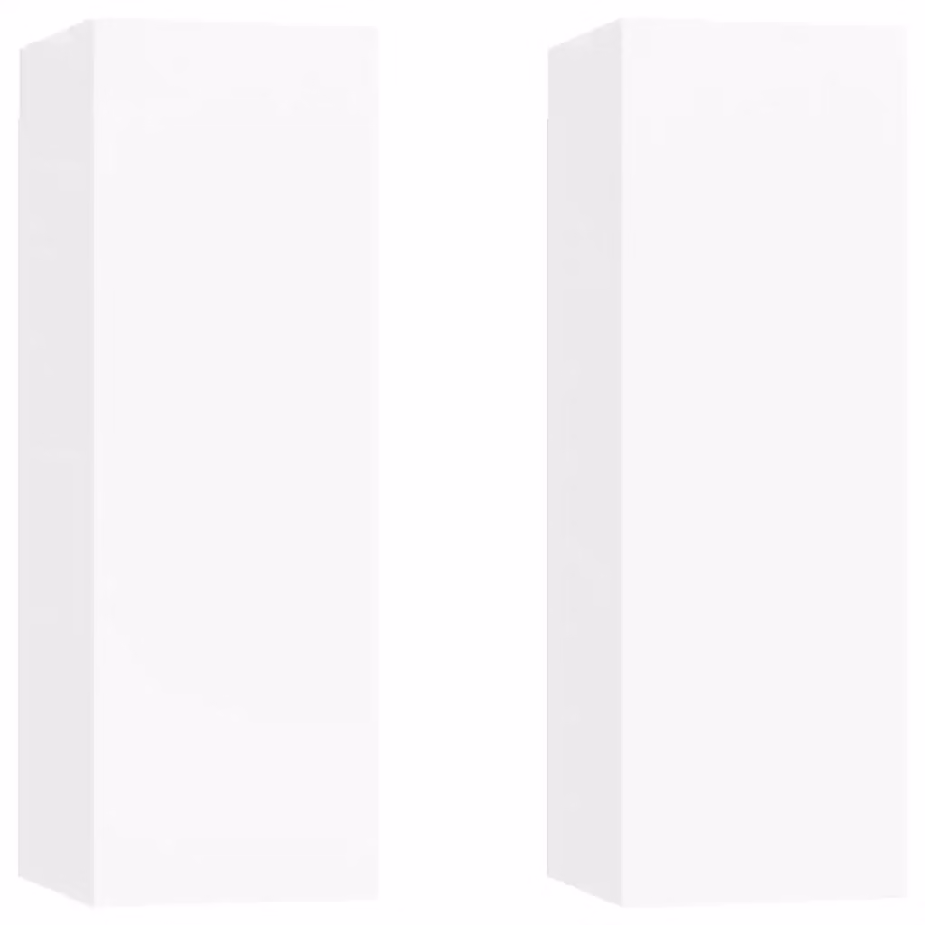 Set di 2 Credenze Porta TV Design In Bianche in Legno Multistrato, L 30,5 cm x P 30 cm x H 90 cm – 2