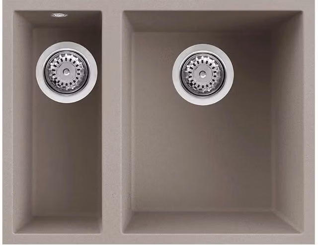 Lavello Elleci Incasso 2 vasche 56x44 Quadra 150 Sottotop Granitek Grigio Tortora LGQ15043BSO