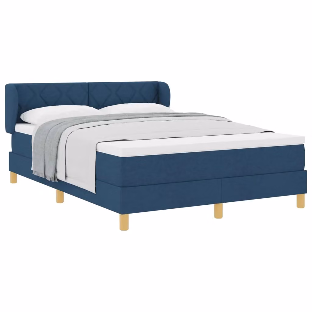 Letto a molle con testiera blu vidaXL in tessuto con molle a tasche L: 160 cm, P: 200 cm, H: 163 cm – 2