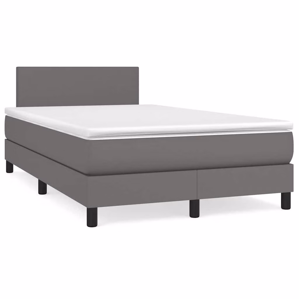 vidaXL Giroletto con Materasso Ibrido, Illuminazione LED e Porta USB, Similpelle Grigio, L/P/H: 120 x 200 x 88 cm – 1