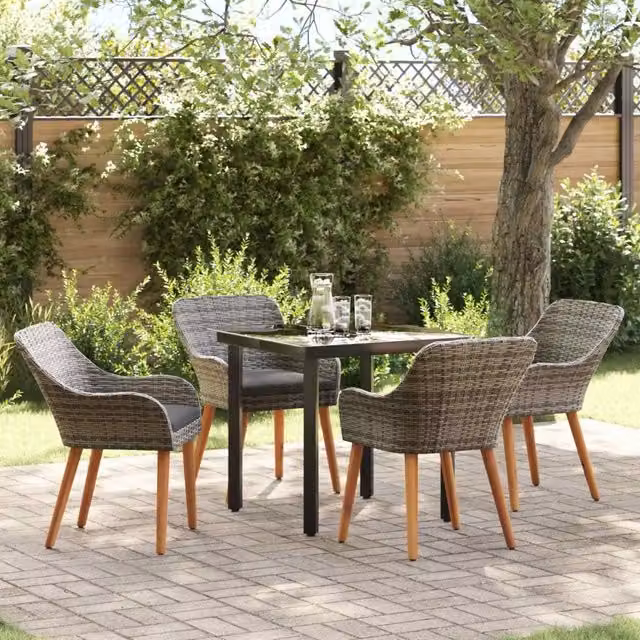 Set da Pranzo per Giardino 5 pz Grigio polyrattan 3261685