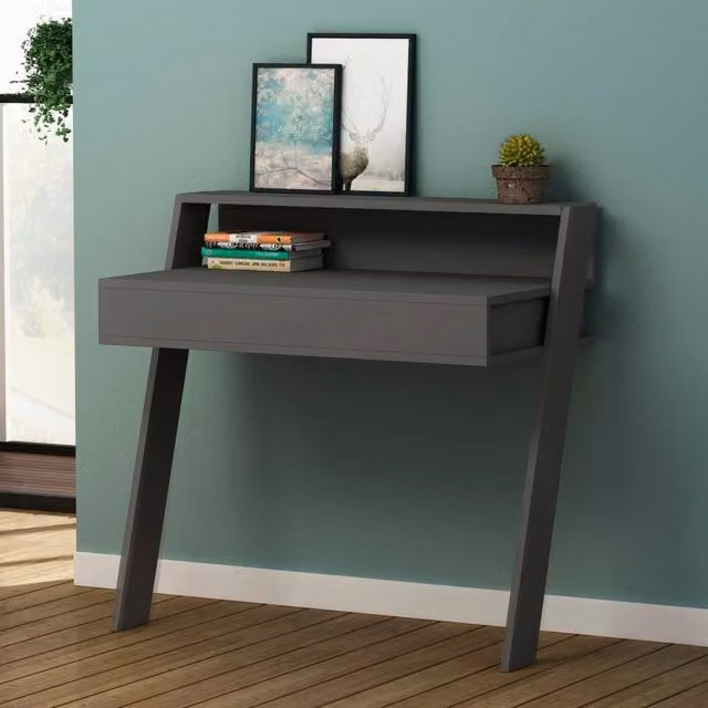 Scrivania da ufficio DMORA Callirrhoe con un cassetto, Nero Antracite, L: 94 cm, P: 50 cm, H: 91 cm – 1