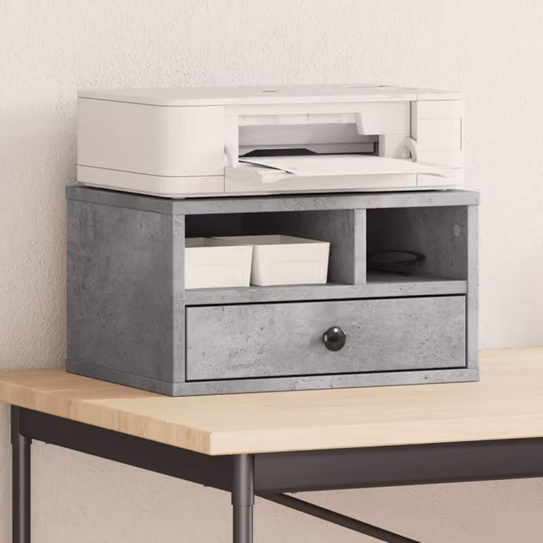Supporto Stampante vidaXL Grigio Cemento in Legno Multistrato e MDF L: 40 cm, P: 32 cm, H: 22,5 cm