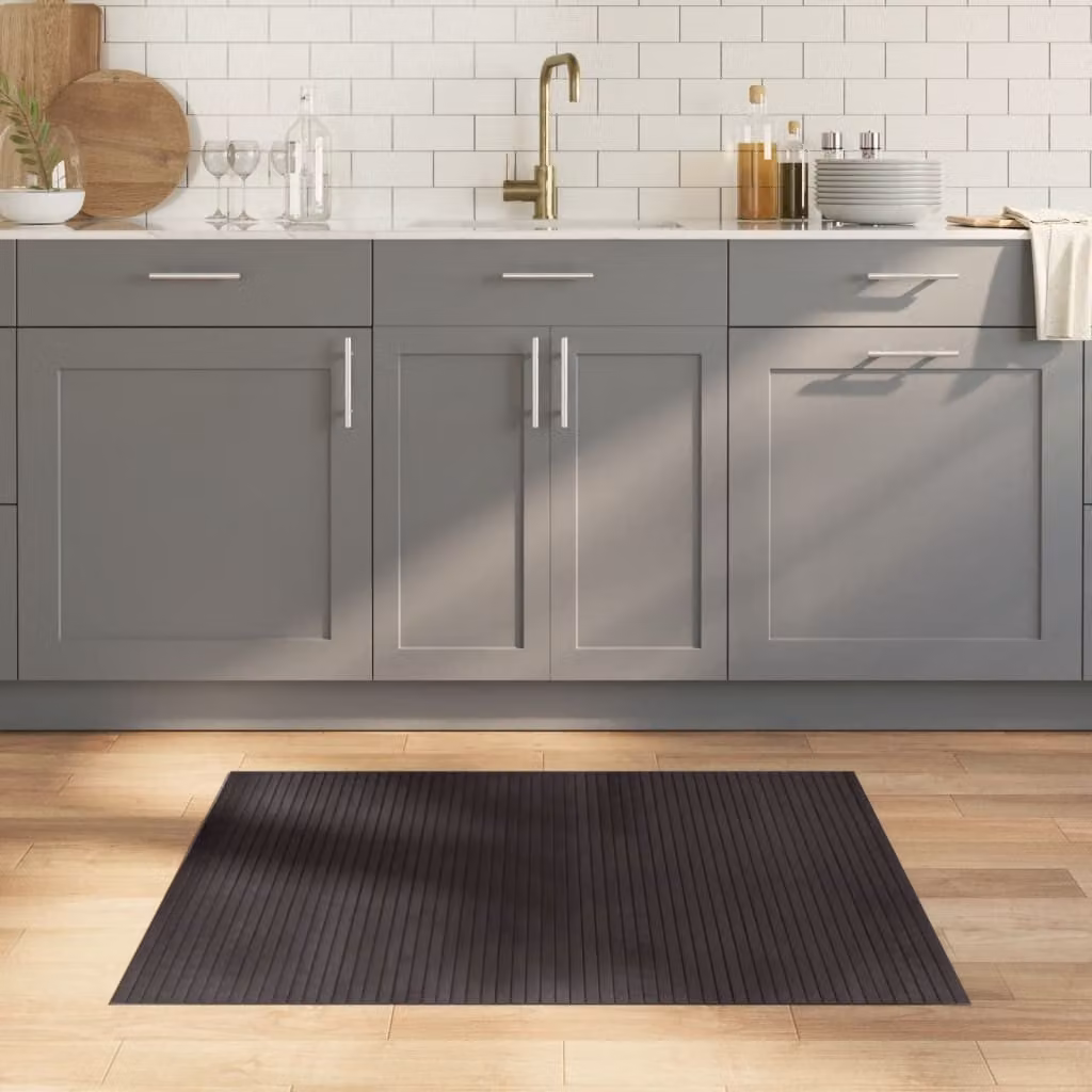 Tappeto rettangolare moderno vidaXL in bambù e polipropilene marrone scuro L: 100 cm, P: 80 cm