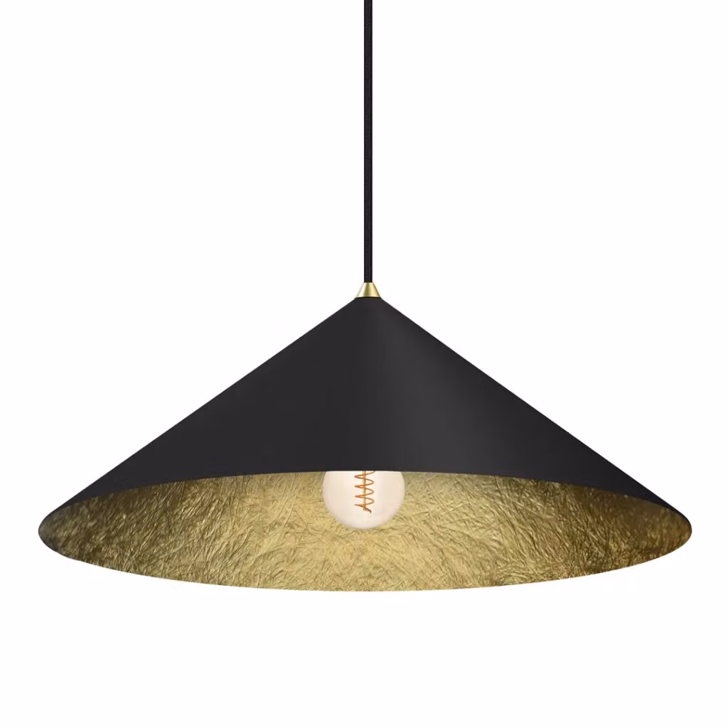 Lampada a sospensione Fuji Milagro in metallo nera e oro, forma rotonda, attacco E27, diametro: 50 cm – 2