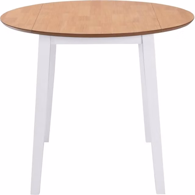 Tavolo da pranzo rotondo con ali stile scandinavo vidaXL in MDF bianco e legno di gomma