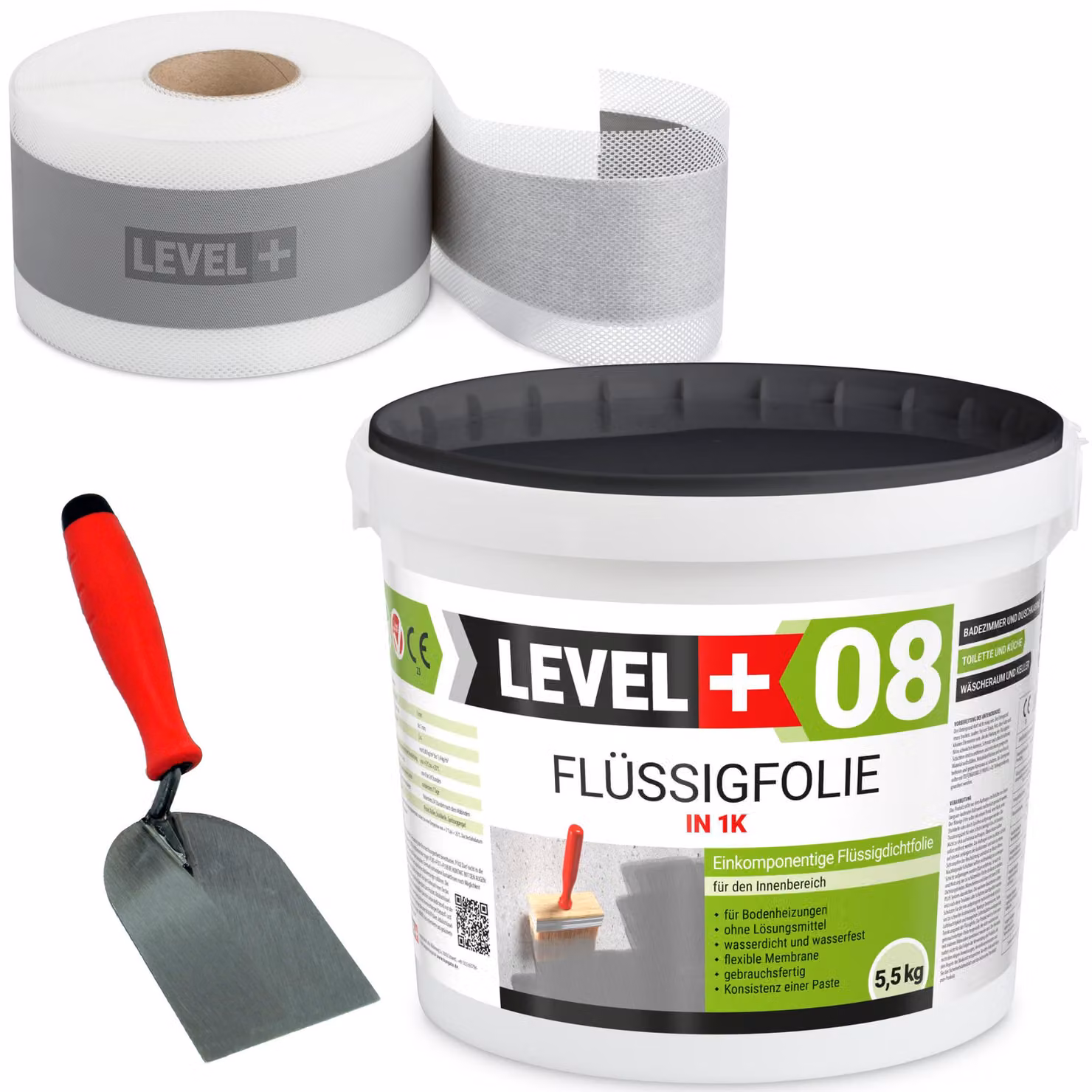 Set di guarnizioni Nastro di tenuta Foglio liquido 5,5 kg Cazzuola gratuita Bagno doccia SET12