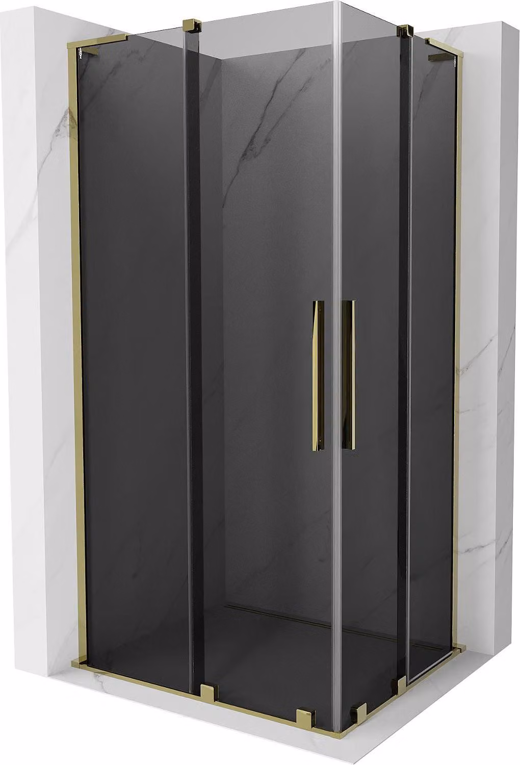 Mexen Velar L Duo cabina doccia scorrevole 100 x 90 cm, grafite, oro - 871-100-090-02-43-50