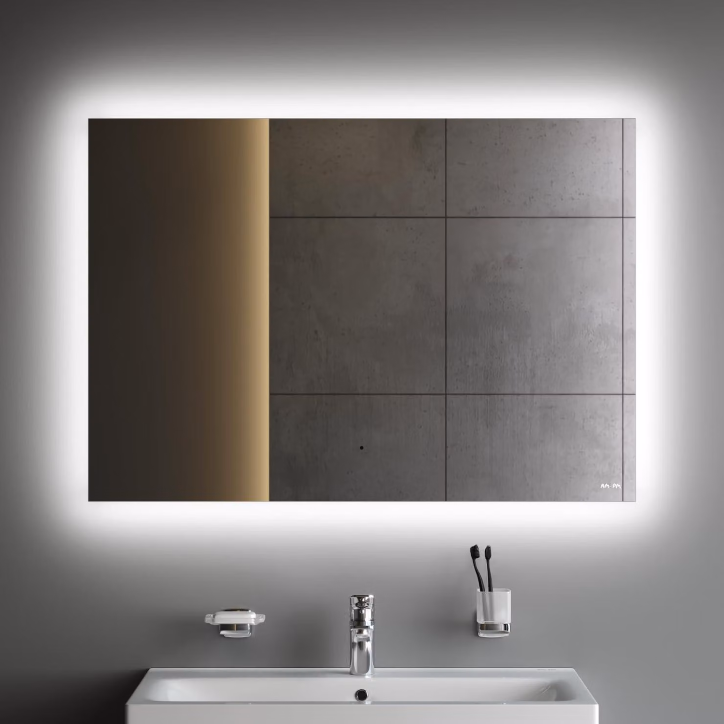 Specchio a LED con illuminazione integrata, dimensioni 70x100 cm, sensore a contatto