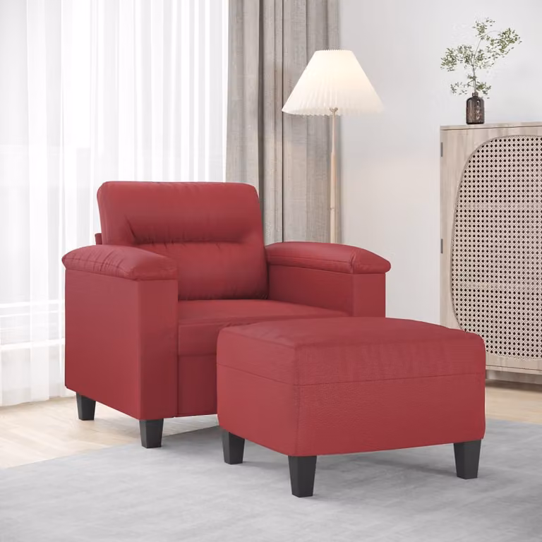Poltrona relax con poggiapiedi vidaXL in similpelle rossa per soggiorno