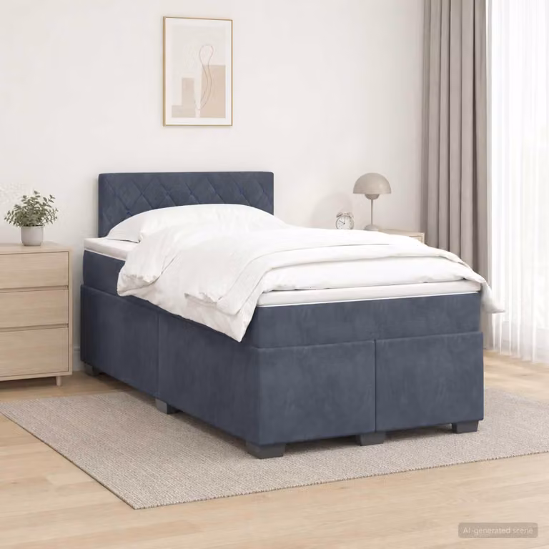 Maison Exclusive - Letto boxspring con materasso grigio scuro 120 x 190 cm in velluto