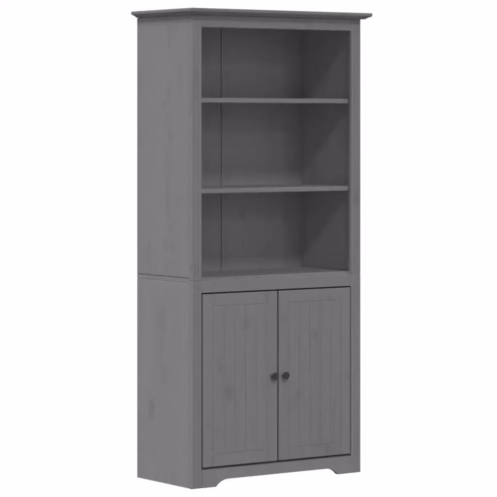 Libreria vidaXL in legno massello di pino grigio con pannello posteriore L: 82 cm, P: 40 cm, H: 173 cm – 2
