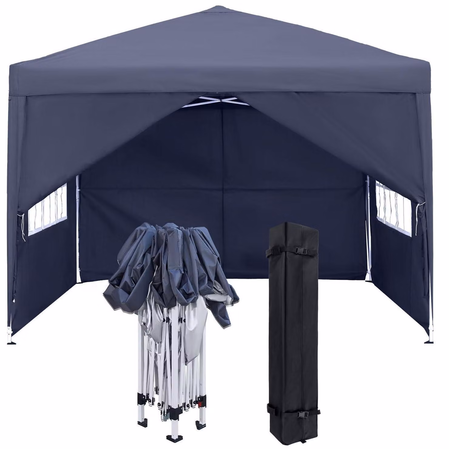 Gazebo da esterno 3x3 metri con pannelli laterali e finestre, colore antracite, impermeabile e con protezione UV