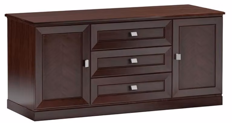 Casa Padrino credenza a 2 ante e 3 cassetti marrone scuro / argento 135 x 44,2 x h. 85,5 cm - Mobili Soggiorno