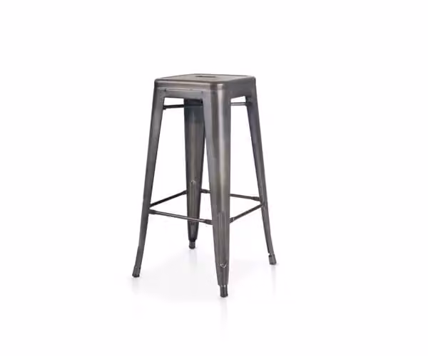 Set di 6 sgabelli impilabili in metallo design moderno Mobili 2G colore grigio canna di fucile L/P/H: 43 x 43 x 76 cm