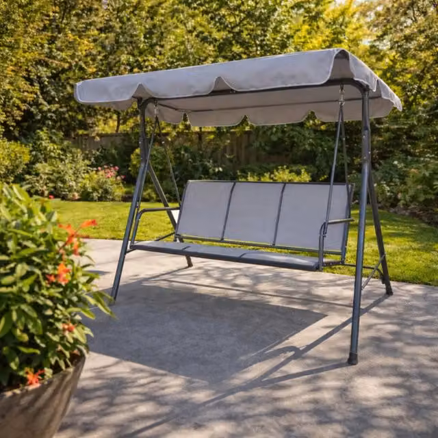 Dondolo da giardino Eden, 3 posti (170x107,5x151,5 cm), struttura in acciaio, seduta in textilene