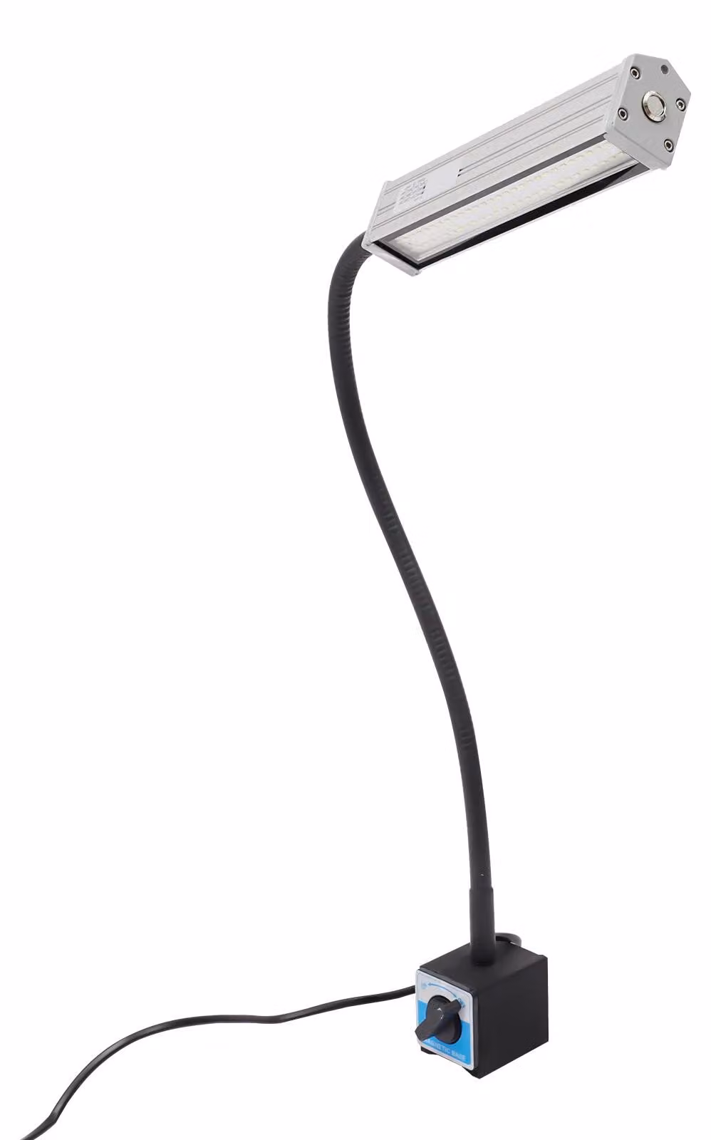 Lampada da lavoro a LED con magnete – lampada per macchine, adatta per macchine da cucire e trapani a colonna – flessibile con collo di cigno – grado di protezione IP67, impermeabile – base magnetica – spina europea a 220V – colore nero